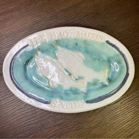 Sally Christopher Vintage 1994 Pike Place Market Seattle Fish Pottery Platter - Picture 1 of 8